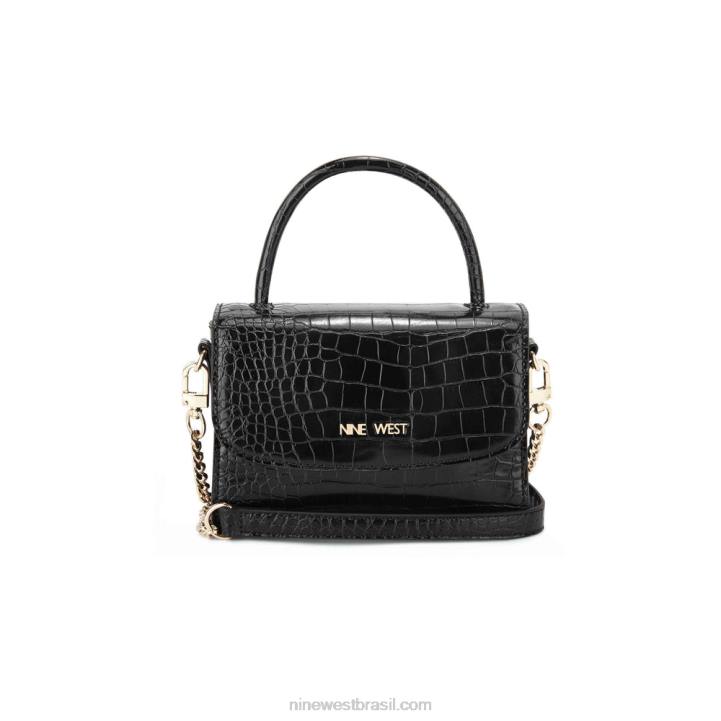 croco preto N4P2E2599 Skylar mini aba transversal Nine West