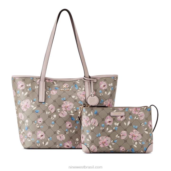 logotipo floral N4P2E2455 bolsa Delaine 2 em 1 Nine West